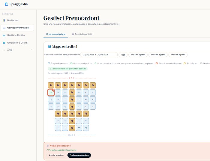 Assegnazione del sub-affitto dalla mappa ombrelloni